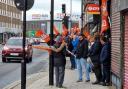 Bus drivers strike outside of depot in Sunderland