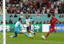 Callum Wilson squares the ball for Jack Grealish to score against Iran