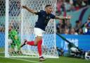 France forward Kylian Mbappe celebrates after scoring against Denmark