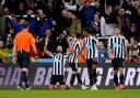 Joelinton celebrates after scoring Newcastle's second goal in their 2-0 win over Leicester