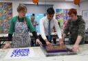 Prime Minister Rishi Sunak attempts screen-printing, during a visit to Northern School of Art in Hartlepool, County Durham.
