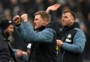 Eddie Howe celebrates after Newcastle's victory over Southampton