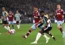 Allan Saint-Maximin fires in a shot during Newcastle's midweek win over West Ham