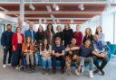 Peter King, navy blue t-shirt, front row, with project partner Chloe Fernandes, to his right with other would be filmmaker finalists                                                              Picture: CREATIVE UK