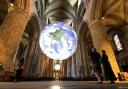 'Gaia' an installation by UK artist Luke Jerram arrives at Durham Cathedral
