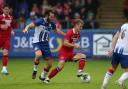 Riley McGree in possession during Middlesbrough's 2-1 defeat at Hartlepool