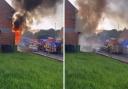 Images of firefighters battling the fire on Thorney Close Road.