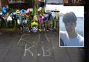 Kelvin Bainbridge, inset, and floral tributes on Central Drive near to where he tragically died.