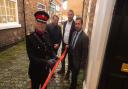 His Majesty’s Deputy Lieutenant for North Yorkshire, Trevor Watson, officially opens Logic-i’s new offices in Yarm watched by Directors Stephen Priestley, Stephen Humble, and Jason Nowell
