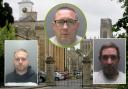 Christopher Taylor, centre, Todd Franey, bottom left, and Keith Johnstone, all jailed at Durham Crown Court for roles in 'county-lines' cocaine supply conspiracy