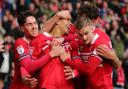 Morgan Rogers is congratulated after scoring Middlesbrough's winner against Birmingham