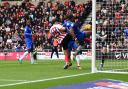 Nectar Triantis challenges in the build-up to Sunderland's second goal in their win over Birmingham