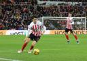Luke O'Nien takes the ball forward during Sunderland's weekend defeat to Coventry City