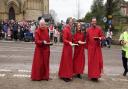 Clergy gather for the big pancake race at Ripon Cathedral