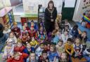 Mayor of Darlington Jan Cossins visited Polam Hall School's  Reception class to share a story on World Book Day