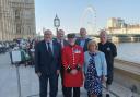 Grahame Morris, Alan Campbell, Kevin Maguire, Ian Mearns, Mary Glindon, with North East Chelsea Pensioner William Knowles.