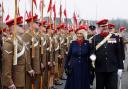 Queen Camilla during her to visit to the Royal Lancers regiment, her first visit to the regiment since being appointed as their Colonel-in-Chief, at Munster Barracks, Catterick Garrison