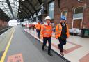 Darlington MP Peter Gibson and Transport Secretary Mark Harper MP visit Darlington Railway Station to see the ongoing redevelopment work taking place. Picture: CHRIS BOOTH