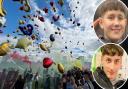 Balloon release for teens Aras Rudzianskas, 13, and David Radut, 14, both from Newcastle,  who died after getting into difficult in the River Tyne earlier this month.
