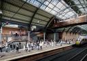 CGI image showing how platform 1 will look with new stairs and footbridge at Darlington Railway Station as the £140m upgrade continues