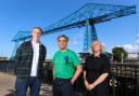 Johnathon Pickard, Neeraj Sharma and Cara Baumann of Daisy Chain pictured by the Transporter Bridge in Middlesbrough.