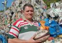 ME AND GILBERT: Former rugby professional Brett Cullinane at K&B Recycling, where he works as a recycling manager