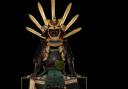 Suit of armour and helmet in iron, silk, wool, leather, gold and lacquer.