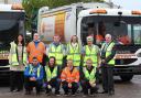 Some of Hambleton’s ten new apprentices in the waste and street scene department with Michelle Brewer, from training and environmental services company Nordic Pioneer, and Councillor Neville Huxtable