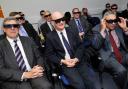 SEEING RESEARCH: Mr Willetts, centre front, with Durham University vice-chancellor Professor Chris Higgins, left, and Professor Carlos Frenk prepare to watch a 3D film