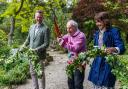 From left, head gardener Lawrence Wright, Gyles Brandreth and Lucinda Compton open the refurbished rock garden at Newby Hall in Ripon