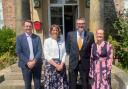 Headmaster Jonathan Webb, chair of governors Elizabeth Jarvis, Justin Kitson and his old school friend, former RGS head girl Caroline Smith (née Dodsworth), who accompanied him for the day