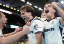 Aidan Morris celebrates with Middlesbrough team-mate Sebastian Berhalter after scoring at Burnley