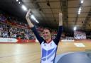 GOLDEN WONDER: Sarah Storey celebrates winning gold in the Velodrome yesterday, the first GB gold at the Paralympics