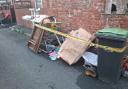 Fly-tipping on the back lane of William Street, South Moor