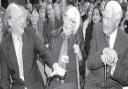 FROM THE LEFT: Former Labour leaders during Margaret Thatcher's premiership, Neil Kinnock, left, who succeeded Michael Foot, centre, who succeeded James Callaghan, pictured at Labour's 2000 conference