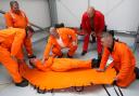MOCK RESCUE: Deputy Business Editor Steven Hugill plays the casualty at the training centre
