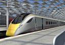 An artist's impression of a new Hitachi train, which will be built at Newton Aycliffe, County Durham