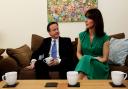 David Cameron and his wife Samantha visiting the home of a couple in Swindon