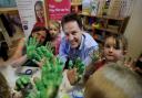 Liberal Democrat leader Nick Clegg makes play dough at a nursery in Dorset
