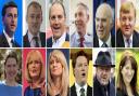 Douglas Alexander, Ed Davey, Simon Hughes, Jim Murphy, Vince Cable, Charles Kennedy (bottom row left to right) Jo Swinson, Margaret Curran, Esther McVey, Danny Alexander, George Galloway and Lynne Featherstone who all lost their seats