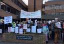 Anti-fracking protestors outside Ryedale District Council ahead of the vote