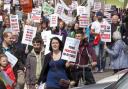 Anti-fracking campaigners at an earlier protest