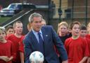 VISIT: George Bush with students during a PE lesson at Sedgefield Community College during a Presidential visit