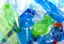 crushed multicolored plastic bottles  background.