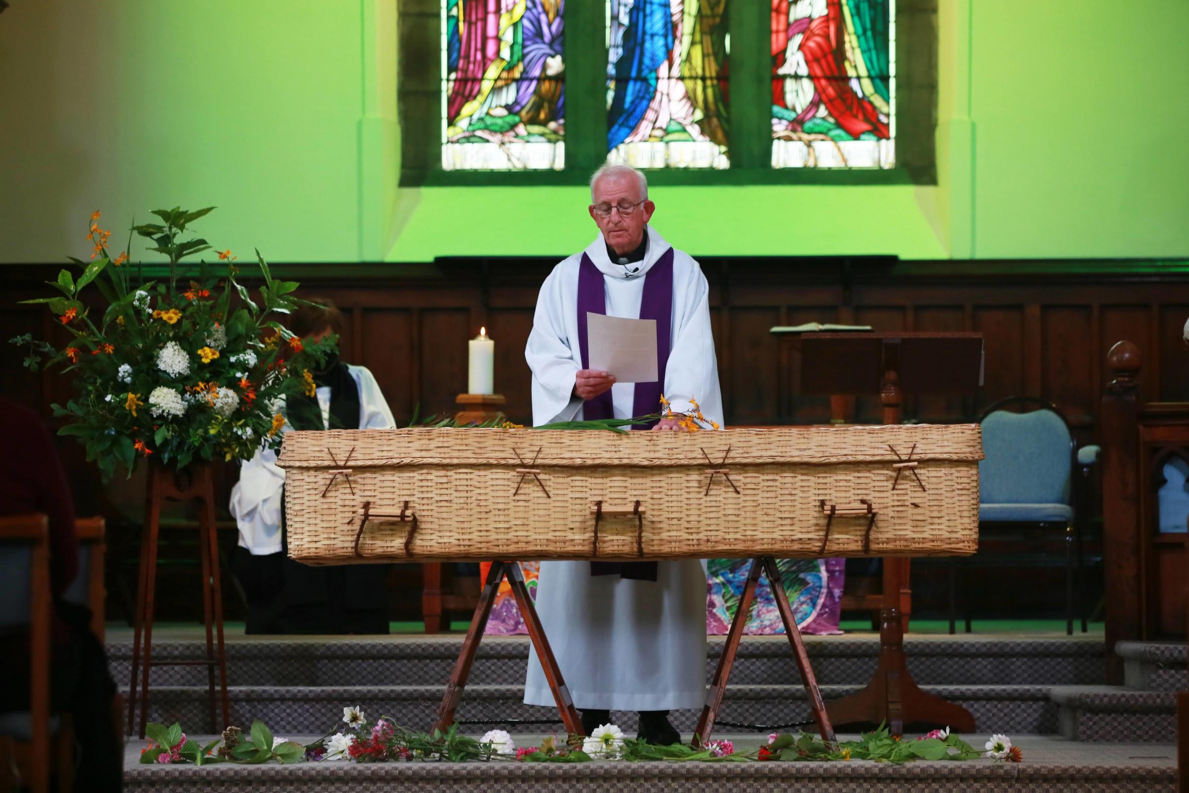 Bishop Auckland Methodist in Bishop Auckland held a funeral service to mourn the loss of biodiversity and climate change pictured Dennis Tindall Catholic Priest Picture: SARAH CALDECOTT
