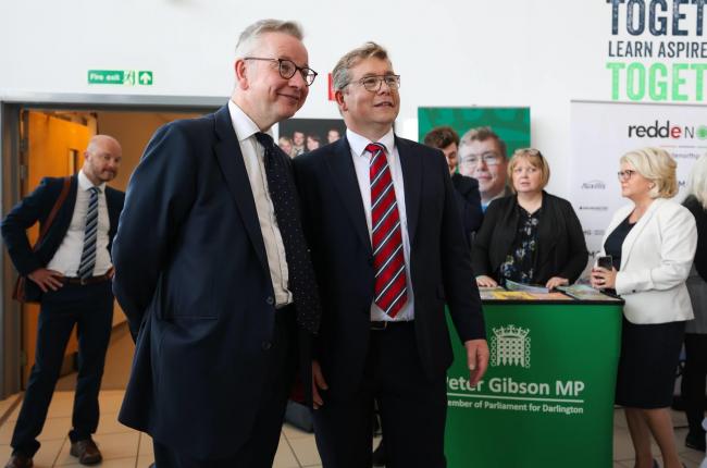 Michael Gove made his first visit when he was appointed Secretary of State for Levelling Up to the Tees Valley, and he started at Darlington College where he met Peter Gibson, the town's MP