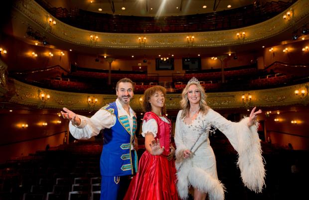 The Northern Echo: Faye Tozer, Tanisha Butterfield and Patrick Monahan some of the cast of Cinderella at Darlington Racecourse this year Photo: SARAH CALDECOTT