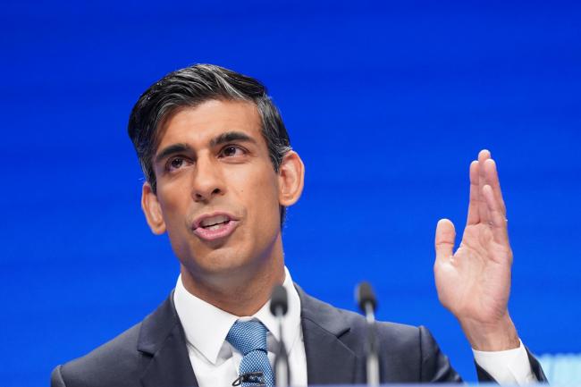 Chancellor of the Exchequer Rishi Sunak speaking at the Conservative Party Conference in Manchester. Credit: PA