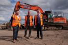 Redcar MP Jacob Young with Peter Scott and Bob Borthwick on the South Bank site of Scott Bros’ new £4m wash plant