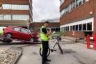Police were contacted at 9.34am this morning with a report of a crash between a car and a motorbike in the car park of York Hospital Picture: Haydn Lewis